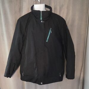 Women's XXL Black Ski Jacket with Teal Zippers